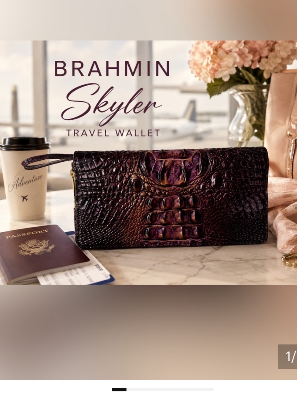 Brahmin Skyler travel wallet fig jam Melbourne leather Firm price